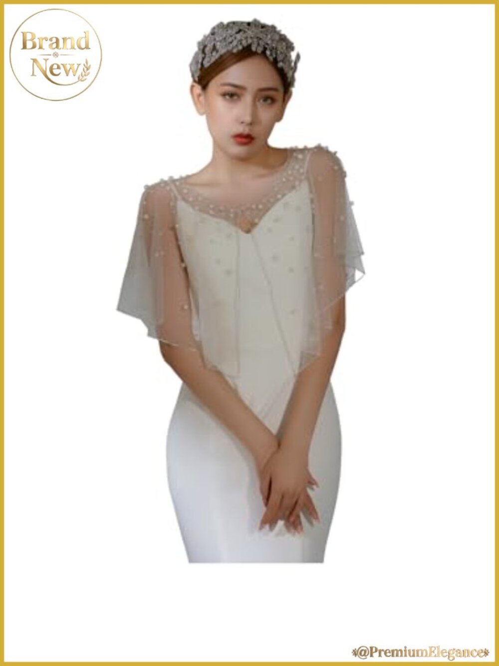 Pearl Tulle Cape Shawl Wrap Bolero Bridal Cover Up